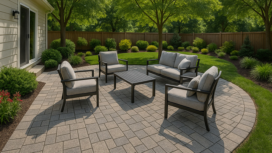 Paver patio seating area, On Pace Pavers project